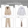 Boys Prom Suit Vest and Pant Set Size 6 Little Boy Slim Fit Champagne Suits for Weddings Ring Bearer Outfit Kids Dress Clothes view 2