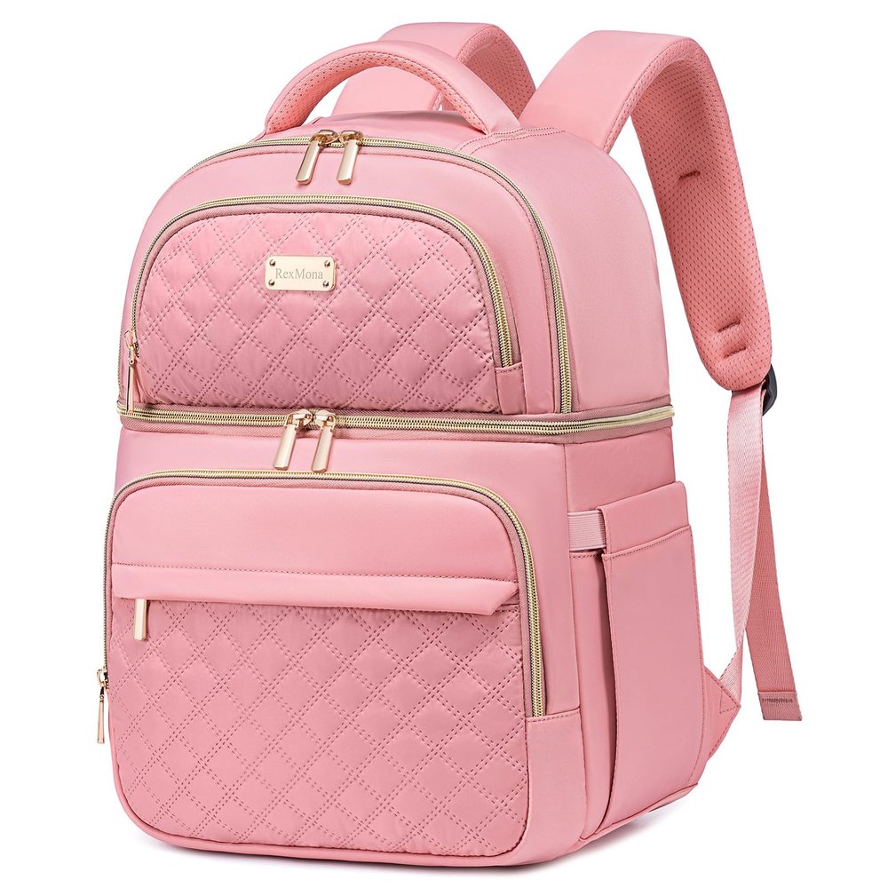 REXMONA Backpack Cooler Lunch Backpack Double Decker Lunch Box,Insulated Backpack Lunch Cooler Bag, Lightweight Leakproof Lunchbox Backpack for Women Men to Travel,Picnic,Hiking,Beach,Camping