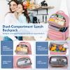 REXMONA Backpack Cooler Lunch Backpack Double Decker Lunch Box,Insulated Backpack Lunch Cooler Bag, Lightweight Leakproof Lunchbox Backpack for Women Men to Travel,Picnic,Hiking,Beach,Camping view 2