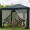 27.9' X 9.4' X 8.4' Folding Camping Tent, Large Rectangular Tent, Eight Mesh Side Walls, Front and Back Openings with Zippers, Provide Shade for Weddings, BBQs or Other Outdoor Events, Green view 3