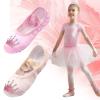Girls Satin Ballet Shoes for Practice Ballet Slipper for Dancing Crown Soft Sole Elastic Laces Yoga Leather Flat (Rose Gold, 2.5 Big Kids) view 2