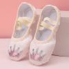 Girls Satin Ballet Shoes for Practice Ballet Slipper for Dancing Crown Soft Sole Elastic Laces Yoga Leather Flat (Rose Gold, 2.5 Big Kids) view 4