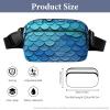 Crossbody Fanny Pack for Women Men Blue Mermaid Fish Scale Waist Pack Sports Belt Bag Large Waist Bag with Adjustable Strap Fashion Hip Bum Bag for Workout Running Traveling view 2