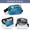 Crossbody Fanny Pack for Women Men Blue Mermaid Fish Scale Waist Pack Sports Belt Bag Large Waist Bag with Adjustable Strap Fashion Hip Bum Bag for Workout Running Traveling view 3