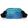 Crossbody Fanny Pack for Women Men Blue Mermaid Fish Scale Waist Pack Sports Belt Bag Large Waist Bag with Adjustable Strap Fashion Hip Bum Bag for Workout Running Traveling view 4