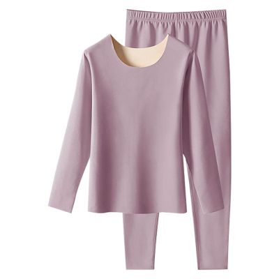 HGps8w Thermal Underwear Sets fo Women Basuc Crew Neck Fleece Pullover Base Layer Top & Bottom Warm Winter Long Johns