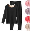 HGps8w Thermal Underwear Sets fo Women Basuc Crew Neck Fleece Pullover Base Layer Top & Bottom Warm Winter Long Johns view 2