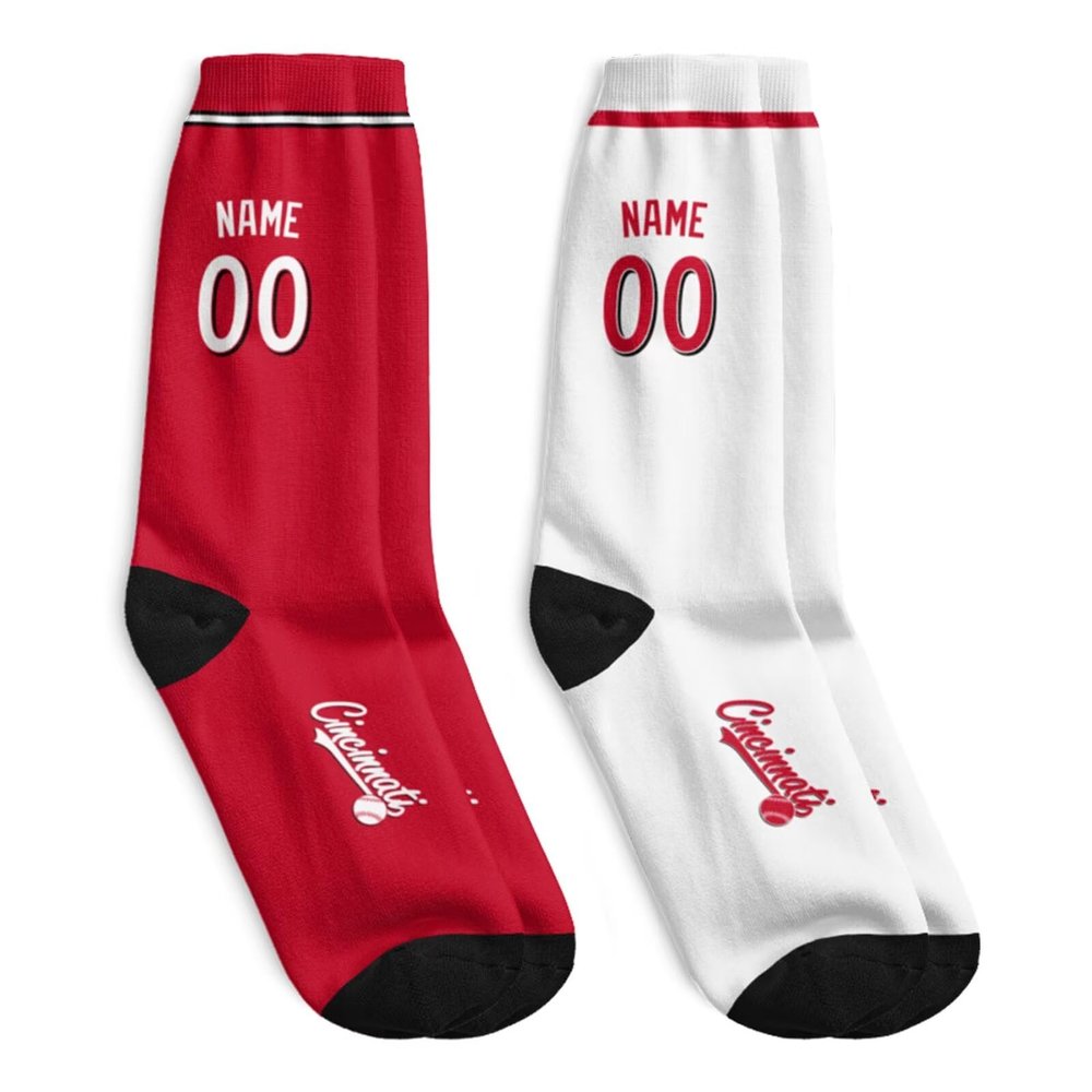 ANTKING Cincinnati Socks Custom Name and Number Socks for Men Women Youth Gifts