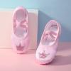 Ballet Shoes for Girls Satin Dance Practice Slippers Split Soft Leather Flat Sole Crown Yoga Gymnastics Shoes (Pink, 1.5 Big Kids) view 2