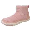 Winter Footwear Barefoot Shoes Women Men Warm Wide Toe Barefoot Walking Shoes Waterproof Fleece Lined Ankle Boots Non Slip Snow Boots with Side Zipper Pink view 1