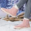Winter Footwear Barefoot Shoes Women Men Warm Wide Toe Barefoot Walking Shoes Waterproof Fleece Lined Ankle Boots Non Slip Snow Boots with Side Zipper Pink view 2