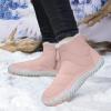 Winter Footwear Barefoot Shoes Women Men Warm Wide Toe Barefoot Walking Shoes Waterproof Fleece Lined Ankle Boots Non Slip Snow Boots with Side Zipper Pink view 3