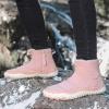 Winter Footwear Barefoot Shoes Women Men Warm Wide Toe Barefoot Walking Shoes Waterproof Fleece Lined Ankle Boots Non Slip Snow Boots with Side Zipper Pink view 4