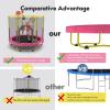 72" Trampoline for Kids with Net,6 FT Indoor & Outdoor Small Toddler Trampoline with Basketball Hoop & Dart Board for Ages 1-8, Birthday Gifts for Boys & Girls, Baby Toddler Christmas Toys Pink view 3