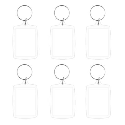 6 Pcs Acrylic Keychain Clear Acrylic Blank Keyring Photo Insert Frame Personalised Photo Key Holder with Split Ring Rectangle DIY Picture Frames Double Sided Blank Keychains