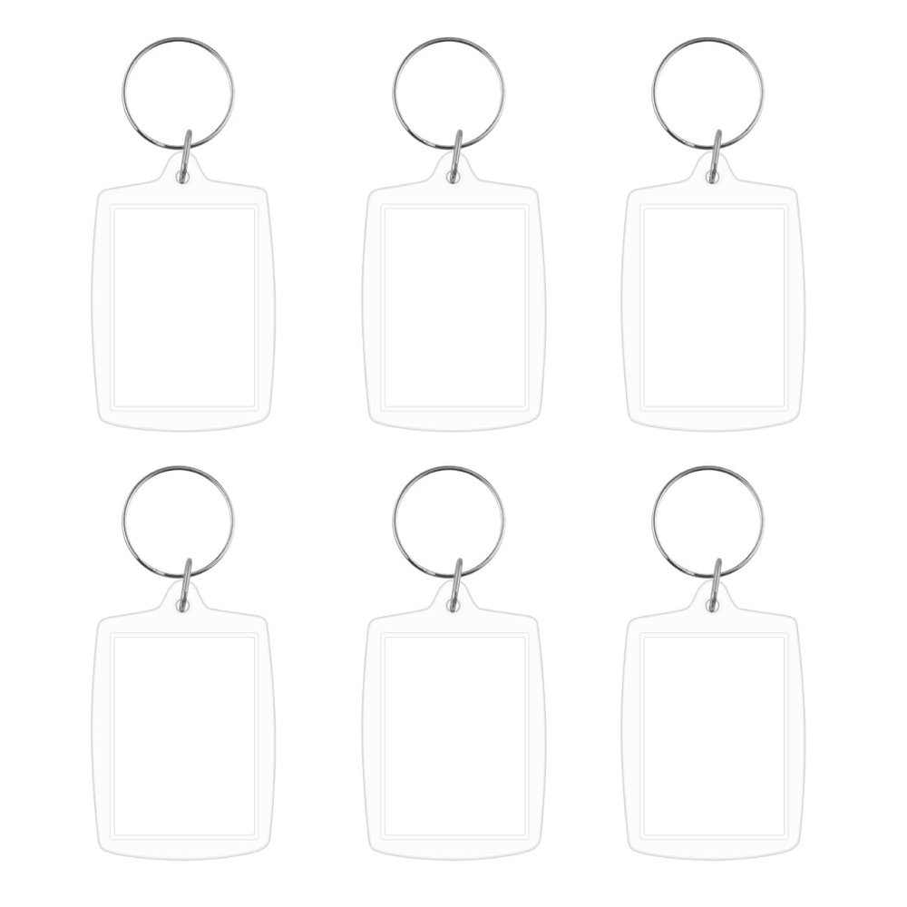 6 Pcs Acrylic Keychain Clear Acrylic Blank Keyring Photo Insert Frame Personalised Photo Key Holder with Split Ring Rectangle DIY Picture Frames Double Sided Blank Keychains