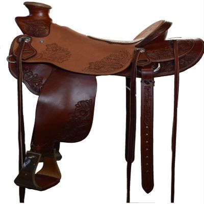 AD Saddlery Wade Tree A Fork Roping Ranch Work Leather Premium Western Horse Saddles for Horses Handmade Equestrian Trail Horse Saddle Tack Size: 10"-18" inches Seat WADE78 (16" inches Seat)