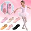 Canvas Ballet Shoes for Girls Toddler Kids Dance Practice Slippers Split Soft Elastic Laces Yoga Flat Shoes (D, 10.5 Little Child) view 2