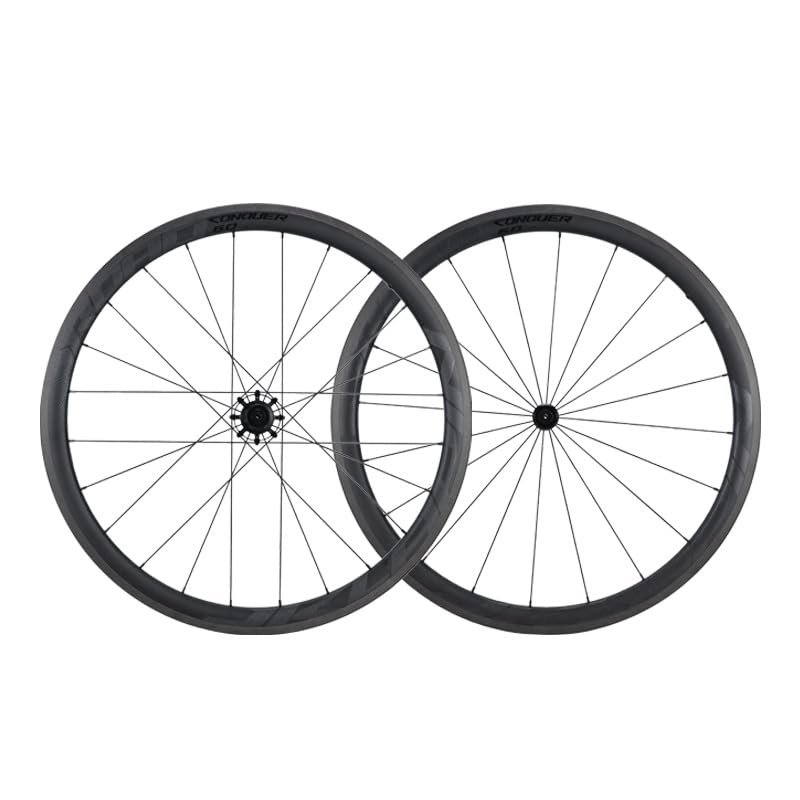 1 Pair of Road Bike Carbon Wheels 700c Clincher Super Light Bicycle Wheels 38mm Depth (fit for Shiman0 Cassette) (Black, 38mm)