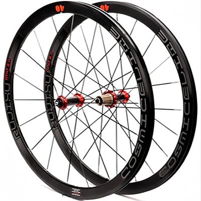 700C Road Bike Wheelset Racing Bicycle, Double Wall Rims 40Mm 8-11Speed Cassette Carbon Fiber Hub Quick Release Wheel Rim,Supports 23C 25C 28C Tires(Red)