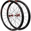 700C Road Bike Wheelset Racing Bicycle, Double Wall Rims 40Mm 8-11Speed Cassette Carbon Fiber Hub Quick Release Wheel Rim,Supports 23C 25C 28C Tires(Red) view 1