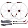 CFDZCP 26 Inch Bike Wheelset, Rim Alloy Double Wall White Black Brake Disc Wheel MTB Quick Release 24 Spoke for Steering Wheel Cassette 7/8/9/10 Speed(White) view 1
