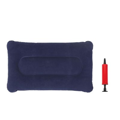 Flocking Inflatable Pillow Travel Pillow Office Home Travel Rest Camping Pillow with Inflator Foldable PVC Flocking Pillow