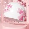 Vobumix Women's Silicone Swimming Cap Waterproof Swimming Hat Non-Slip Bathing Cap Cherry Blossoms Printed Cap Elastic Swimming Cap view 3