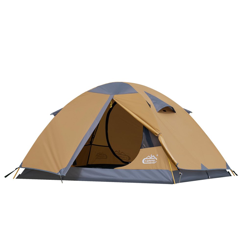 2 Person Backpacking Tent, Waterproof Windproof Two Person Tent, Lightweight Easy Setup 2 Man Tent for Camping, Hiking, Biking, Cycling, Motorbiking, Mountaineering - Khaki