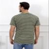 Funny World Striped Shirt Men Cotton Short Sleeve Green and White Striped T Shirts Casual Basic Tee, Green & White, Large view 2
