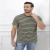 Funny World Striped Shirt Men Cotton Short Sleeve Green and White Striped T Shirts Casual Basic Tee, Green & White, Large view 3