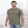 Funny World Striped Shirt Men Cotton Short Sleeve Green and White Striped T Shirts Casual Basic Tee, Green & White, Large view 4