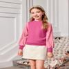 Arshiner Girls Puff Long Sleeve Sweaters Crewneck Lace Polka Dot Casual Knit Tops Peach Pink for 13-14 Years view 4