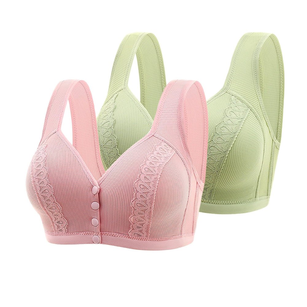 2PC Bras for Women No Underwire Front Closure Push up Minimizer Bralettes Full Coverage Seamless Wireless Everyday Bras