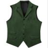 Garqia Clyon Men's Herringbone Wool Suit Vests Slim Fit Waistcoat Notch Lapel Vintage Casual Vest Green,L view 1