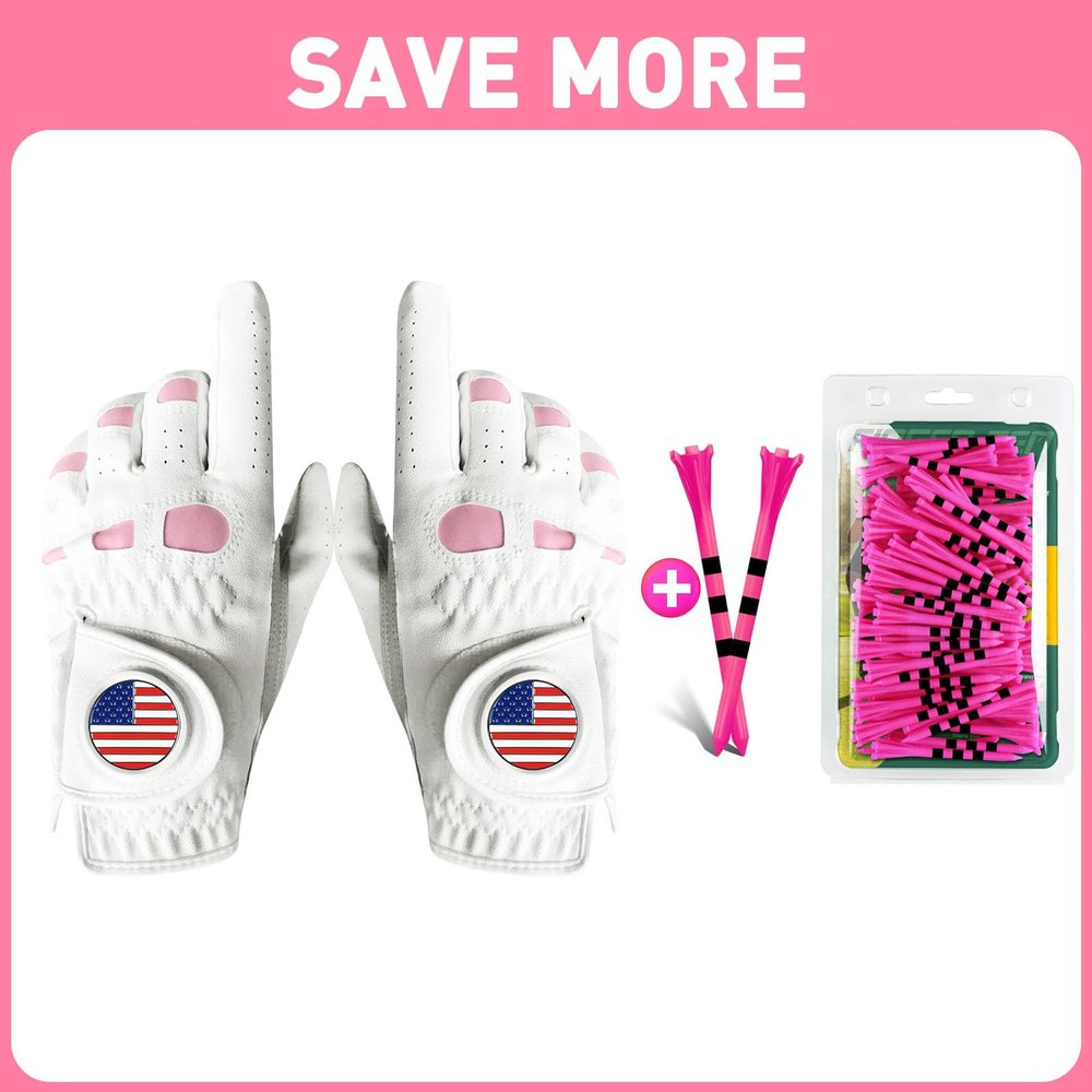 Amy Sport Women's Golf Gloves Left Hand Right with Ball Marker Value 2 Pack with Golf Tees Plastic 3 1/4 2 3/4 inch Unbreakable 20 50 100 Pack