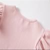 Beganly Girls Long Sleeve T-Shirt Cotton Rib-Knit Tees Toddler Stretch Basic Warm Round Neck Tops with Ruffle Pink 150 view 2