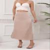 Women's Satin Flowy Maxi Skirt Dressy Elastic High Waisted Silk Slip Ruffle Flared Cocktail Party Work A Line Skirts Champagne view 3