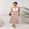 Women's Satin Flowy Maxi Skirt Dressy Elastic High Waisted Silk Slip Ruffle Flared Cocktail Party Work A Line Skirts Champagne view 4