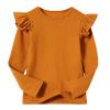 Beganly Girls Long Sleeve T-Shirt Cotton Rib-Knit Tees Toddler Stretch Basic Warm Round Neck Tops with Ruffle Coffee 100 view 1