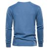 Men's Long Sleeve Ribbed Henley Shirts Stretch 3-Button Cotton T-Shirts Fashion Casual Basic Golf Tops (Medium,Blue) view 3