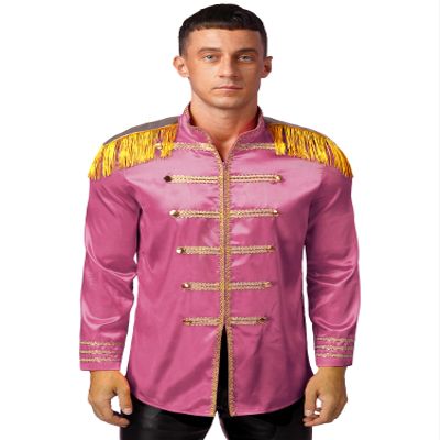 Alvivi Mens Halloween Xmas Sergeant Circus Jacket Costume Adults Hippie Music Star 1960s Fancy Dress Up Hot Pink 3X-Large