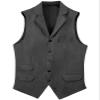 Garqia Clyon Men's Herringbone Wool Suit Vests Slim Fit Waistcoat Notch Lapel Vintage Casual Vest Grey,XS view 1