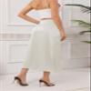 Women's Satin Midi Skirt Dressy Elastic High Waisted Silk Slip Flowy Ruffle Flared Cocktail Party Work A Line Skirts Ivory White view 4