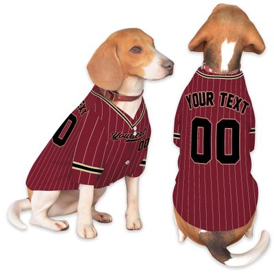Custom Name Team Name Number Red Black Stripe Dog Baseball Jersey, Personalized Baseball Team Dog Shirts Cat Pet Costume