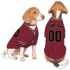 Custom Name Team Name Number Red Black Stripe Dog Baseball Jersey, Personalized Baseball Team Dog Shirts Cat Pet Costume view 1
