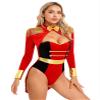 Jugaoge Women's Circus Ringmaster Cosplay Costume Ring Leader Outfit Master Lion Tamer Fancy Dress Red Medium view 3