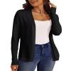 FOLUNSI Womens Casual Draped Open Front Cropped Caridgans Long Sleeve Lightweight Knit Sweater Black, Medium view 1
