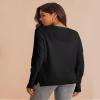 FOLUNSI Womens Casual Draped Open Front Cropped Caridgans Long Sleeve Lightweight Knit Sweater Black, Medium view 4