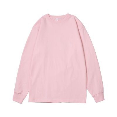 Men's Long-Sleeve Cotton T-Shirt Fashion Casual Solid Color Henley Shirts Crewneck Undershirt Pullover Tops (Medium,Pink)